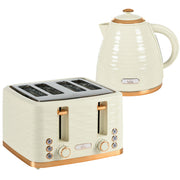 3000W Rapid Boil Kettle and 4 Slice Toaster Set With Adjustable Browning, Beige