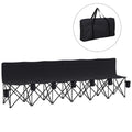 Folding 6 Seater Outdoor Bench with Cup Holders and Carry Bag for Events Black