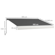 Electric Retractable Patio Awning 4 x 3m with Remote Control and Durable Aluminium Frame