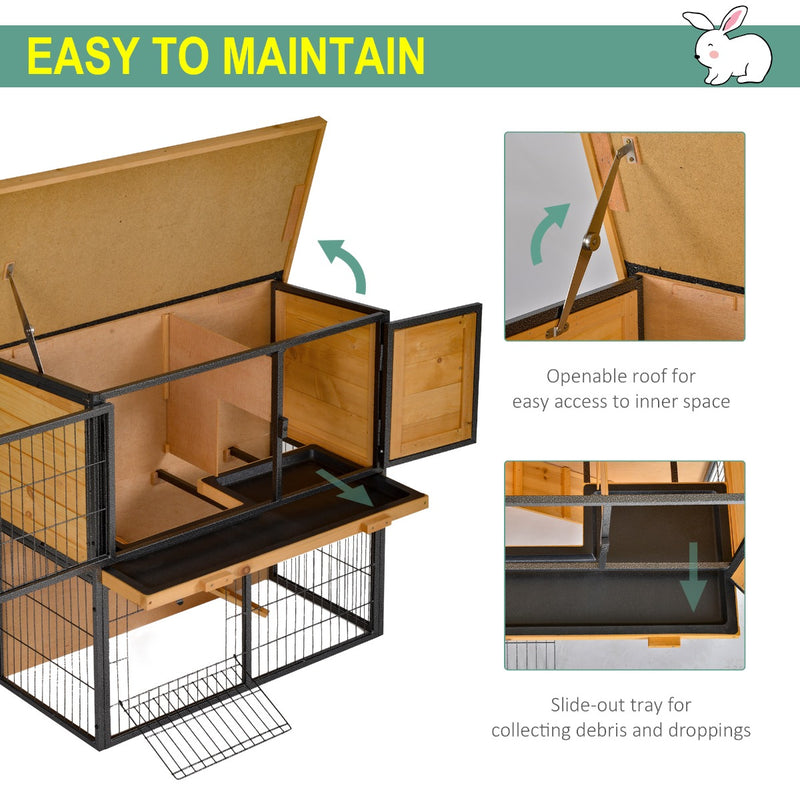 Elevated Outdoor Guinea Pig Hutch With Ramp And Shelter For Small Pets, Grey
