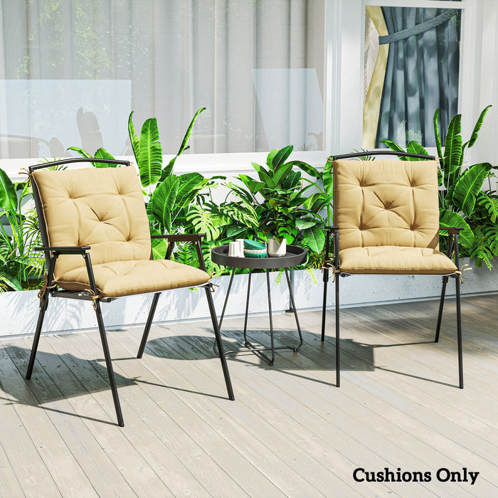 Set of Two Outdoor Seat Cushions Khaki Weather Resistant Padding by Outsunny