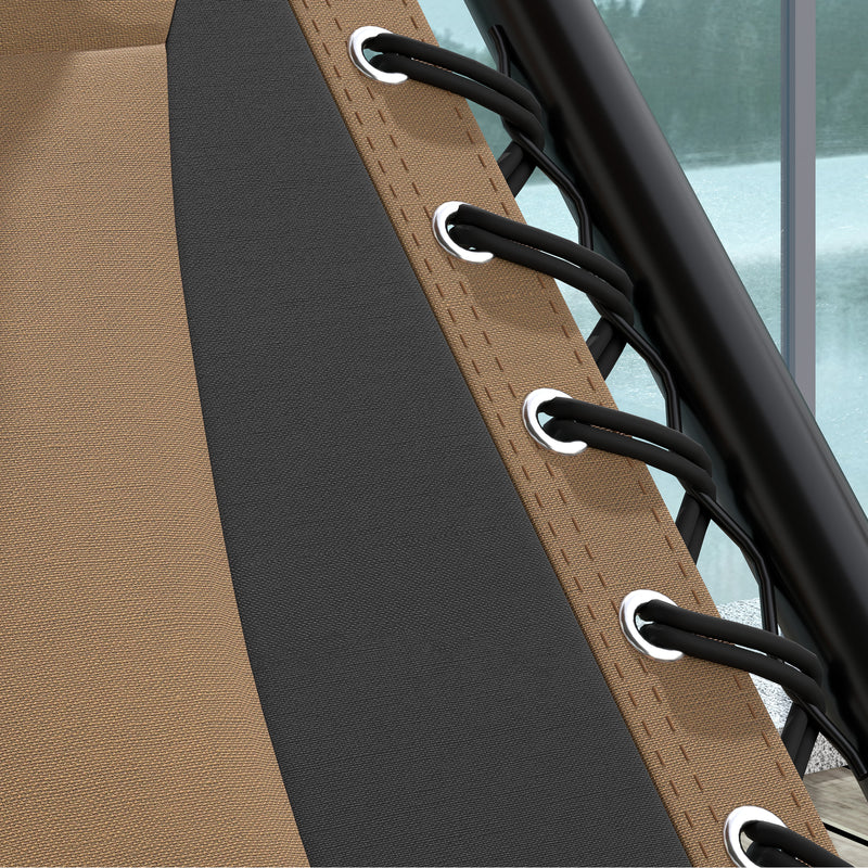 Set of 2 Zero Gravity Outdoor Reclining Chairs with Canopy Cup Holder and Cushion by Outsunny