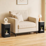 Slim Bedside Table Set of 2 with Drawer and Shelf for Small Spaces Black AOSOM