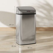 48L Motion Sensor Kitchen Bin with Hands Free Lid and Soft Close Feature Silver