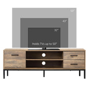 Light Industrial Style TV Stand Cabinet with Storage For 50" TVS Brown and Black by HOMCOM