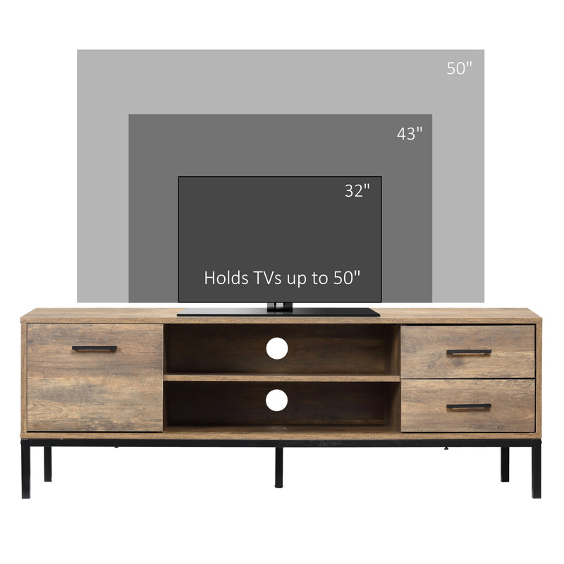 Light Industrial Style TV Stand Cabinet with Storage For 50" TVS Brown and Black by HOMCOM