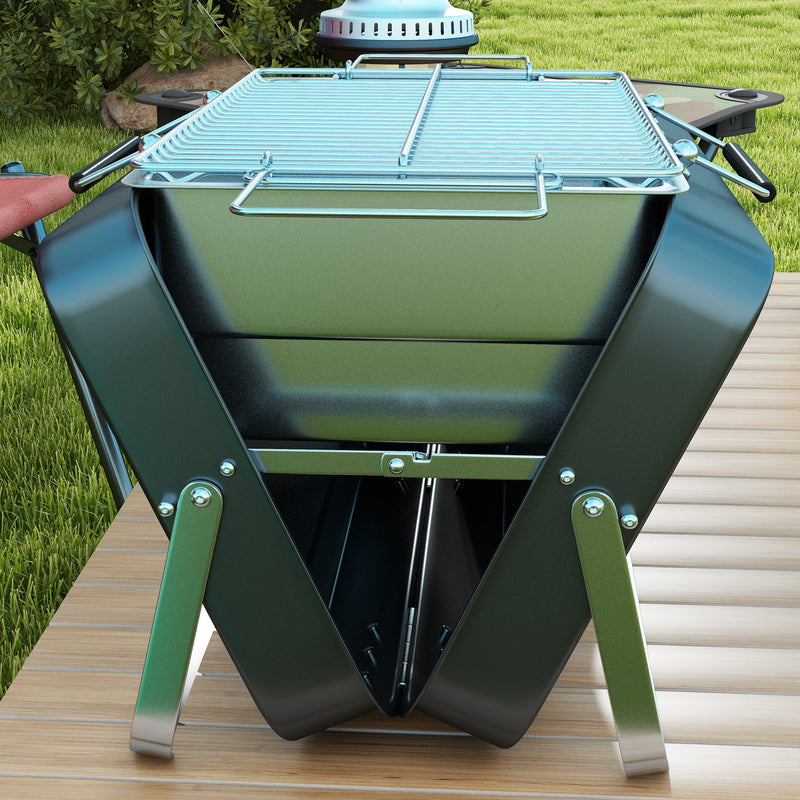 Portable Black Metal BBQ Grill For Outdoor Cooking With Durable Compact Design