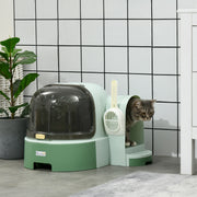 2 in 1 Enclosed Cat Litter Box With Drawer Tray Scoop and Easy Access Top, Green