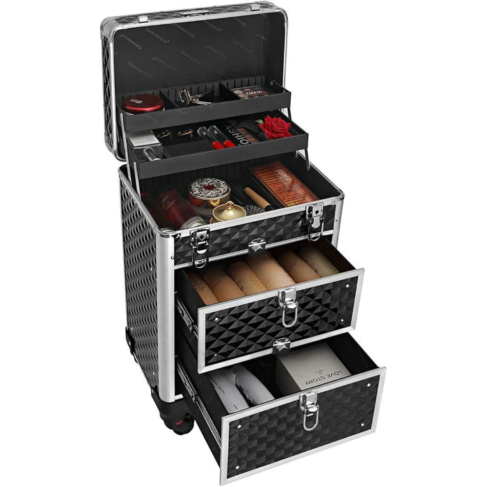 Songmics Trolley Beauty Case 2 Drawer Black