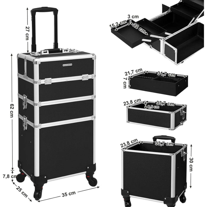 Songmics Trolley Beauty Case Black