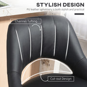 Set of 2 Adjustable Faux Leather Bar Stools With Footrest Ideal for Kitchen Island Black