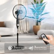 Pedestal Fan with Remote Control for Adjustable Cooling in Home or Office Black AOSOM