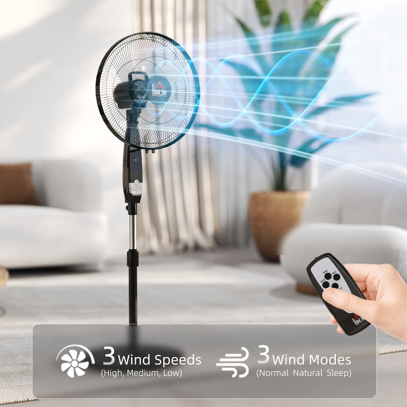 Pedestal Fan with Remote Control for Adjustable Cooling in Home or Office Black AOSOM