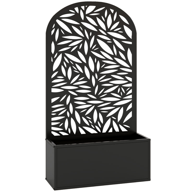 Metal Planter with Trellis for Climbing Plants and Vines Outdoor Garden Black