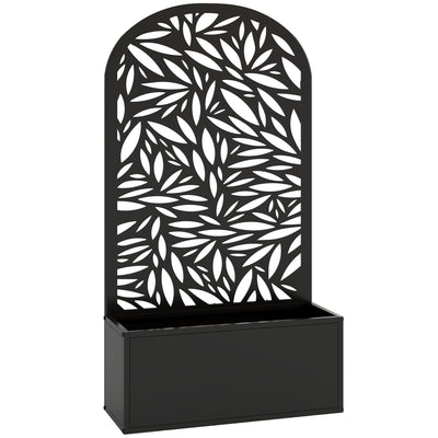 Metal Planter with Trellis for Climbing Plants and Vines Outdoor Garden Black Outsunny