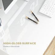 Home Office Chair and Computer Desk Set With Storage Shelf for Study or Work, White and Grey