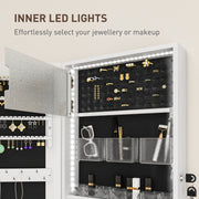 White Lockable Jewellery Cabinet with LED Lights and Black Lining 108 x 37cm by HOMCOM