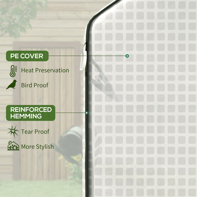 Walk In Greenhouse PE Cover Replacement With Roll Up Door And Windows For Garden Use White