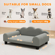 Elevated Dog Sofa Bed with Backrest and Armrests for Small Pets Ideal for Indoors Grey
