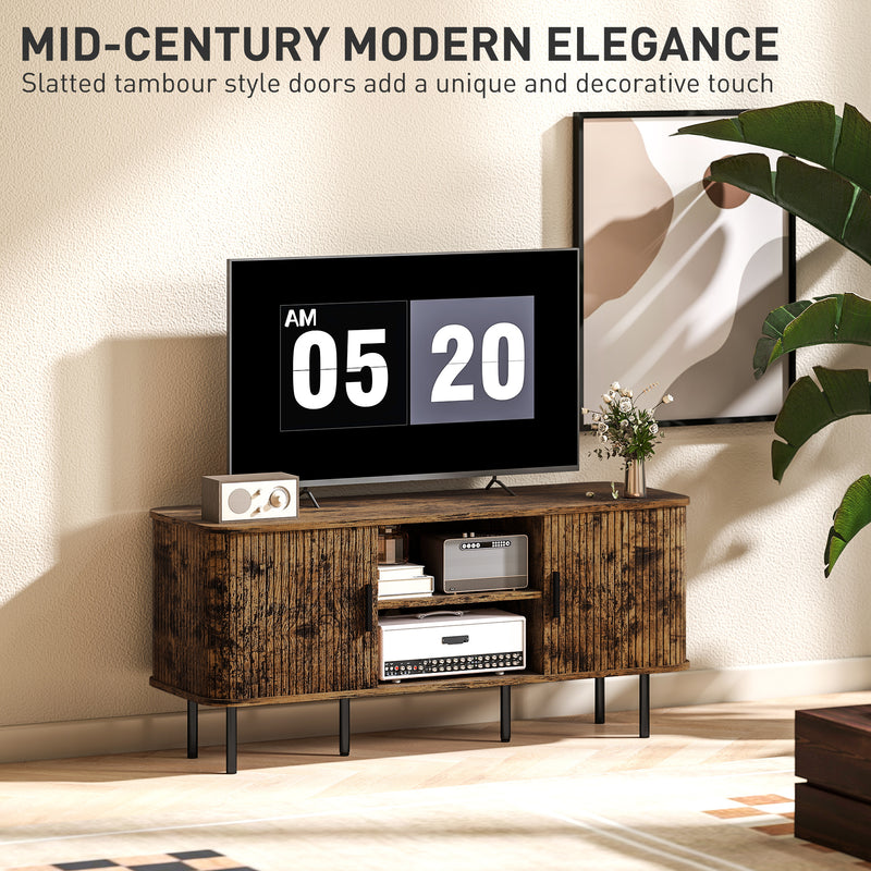 TV Stand Cabinet for TVs up to 55 Inches with Storage Shelves and Cupboard, Rustic Brown