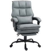 Grey Faux Leather Reclining Executive Swivel Office Chair With Footrest by HOMCOM