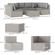 Grey 7 Seater Modular Rattan Garden Furniture Set with Cushions