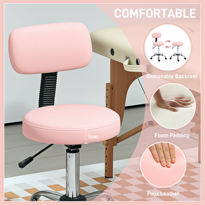 Pink 360 Degree Swivel Salon Stool with Adjustable Height by HOMCOM