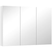 Wall Mounted Bathroom Cabinet With Triple Mirror Doors And Shelves For Storage, White