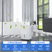 30L Dehumidifier With 24H Timer and Digital Display For Damp Home and Laundry, White