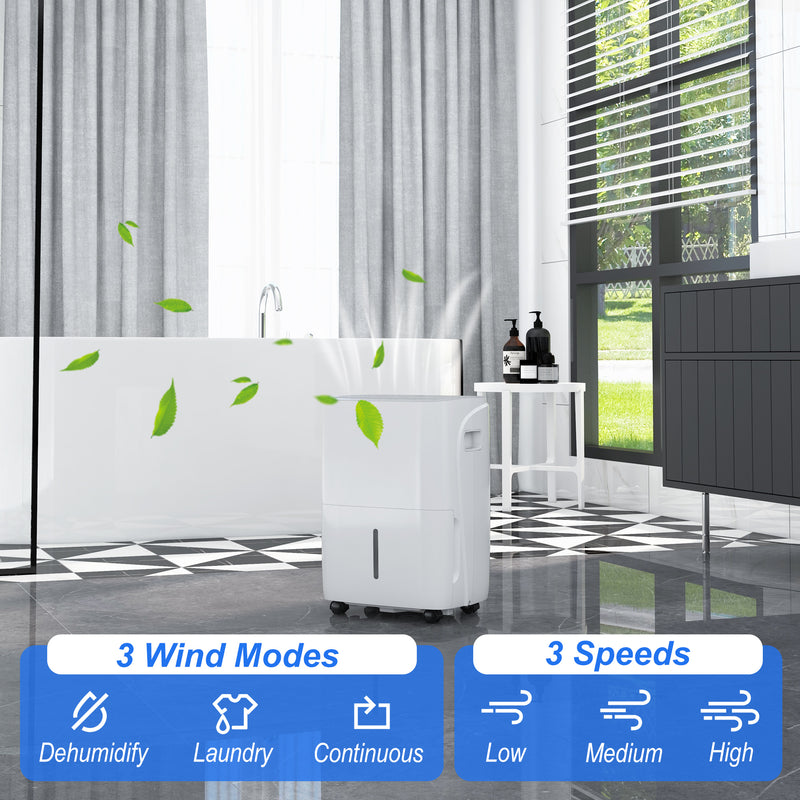 30L Dehumidifier With 24H Timer and Digital Display For Damp Home and Laundry, White
