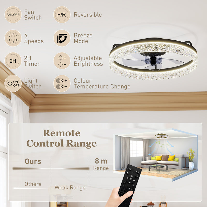 Ceiling Fan with Light and Smart Controls for Year Round Comfort Black AOSOM