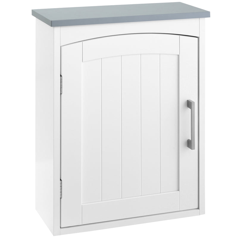 Light Grey Wall Mounted Bathroom Cabinet With Arched Door and Adjustable Shelf by kleankin