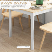 Four Seater Wooden Dining Table with Rustic Farmhouse Style for Kitchen or Dining Room Natural