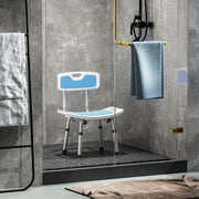 Height Adjustable Shower Chair with Backrest and Anti-Slip Feet by HOMCOM