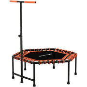 Adult Rebounder Trampoline with Adjustable Handle and LED Lights for Home Fitness Orange AOSOM