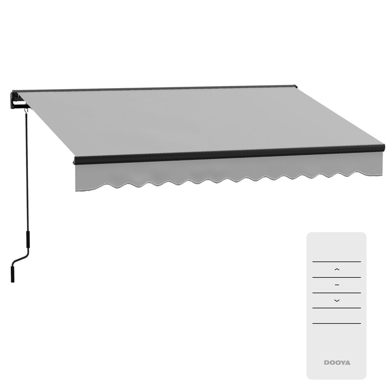 Light Grey 3 x 2m Electric Awning With Remote Control And Durable Aluminium Frame