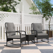 Three Piece Rattan Rocking Chair Bistro Set Black by Outsunny