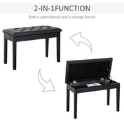 PU Leather Piano Stool With Hidden Storage Ideal for Makeup or Dressing Table, Black