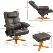 Brown Faux Leather Massage Recliner Chair with Storage Ottoman Footstool by HOMCOM