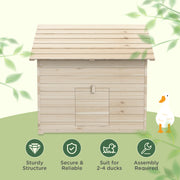 Wooden Duck House Poultry Coop for 2-4 Ducks with Openable Roof and Raised Feet by PawHut
