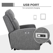 Electric Reclining Armchair with USB Charging Port and Padded Footrest Charcoal Grey