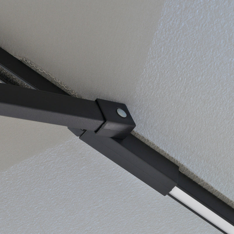 Light Grey 3m Cantilever Garden Parasol With Solar LED Lights And Double Roof Shade