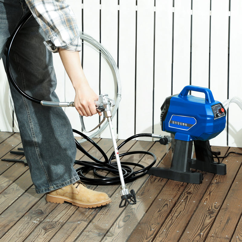 Electric Airless Paint Sprayer for Indoor and Outdoor DIY Painting Projects 7.5m Hose Dark Blue AOSOM