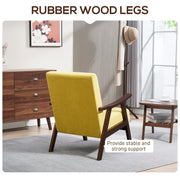 Champagne Velvet Accent Chair with Solid Wood Frame and Padded Seat for Living Room by HOMCOM