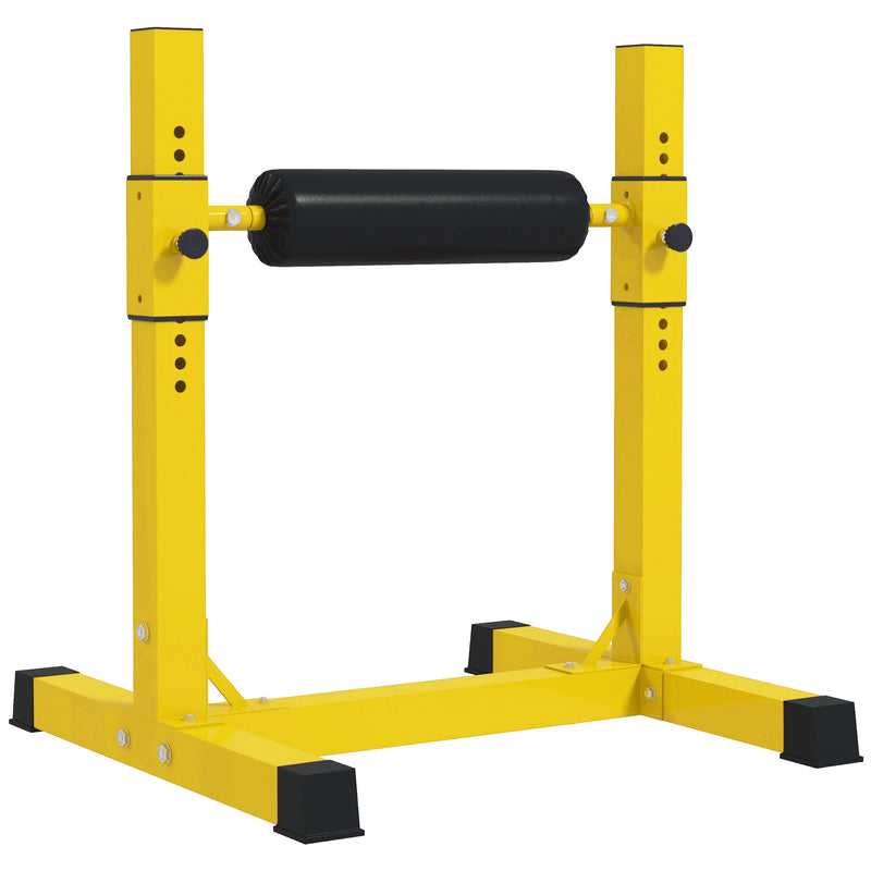 Adjustable Bulgarian Split Squat Stand With Foam Roller For Leg Workouts Yellow AOSOM