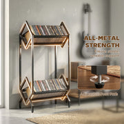CD Storage Rack for 50 Discs with Sturdy Metal Frame and Space Saving Design Black AOSOM