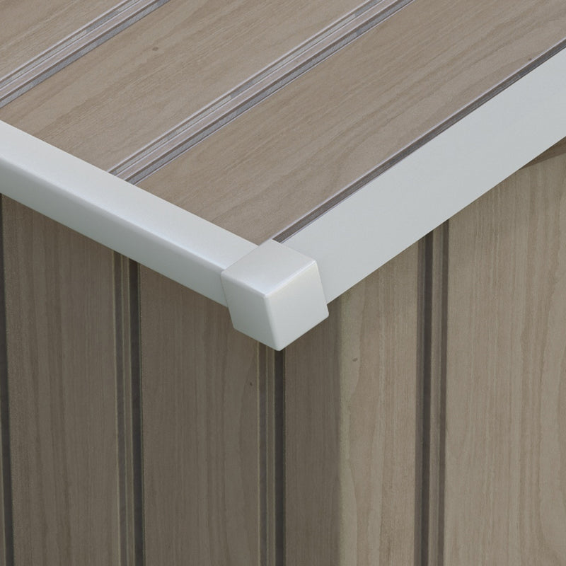 Light Brown 7 x 4ft Metal Garden Shed With Lockable Double Doors And Floor Foundation