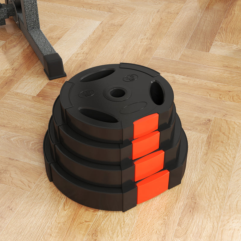 15kg Barbell Weight Plates Set for Strength Training and Home Gym Workouts Black AOSOM