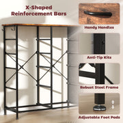 Tall Fabric Chest of Ten Drawers With Wood Top For Bedroom Or Hallway Storage, Rustic Brown