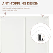White 2 Door Mirror Wardrobe With Hanging Rail Adjustable Shelf And 3 Drawers 180cm